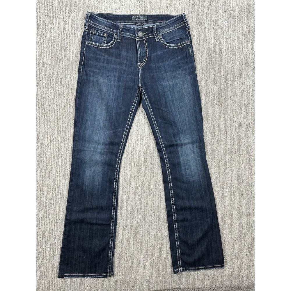 Silver Natsuki Womens Jeans Medium Wash Blue Denim Size W32/L33 Bootcut Stretch